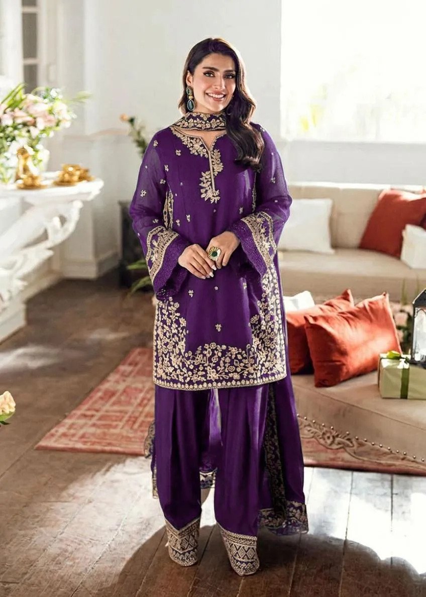 3 Pcs Women's Unstitched Plain Suit