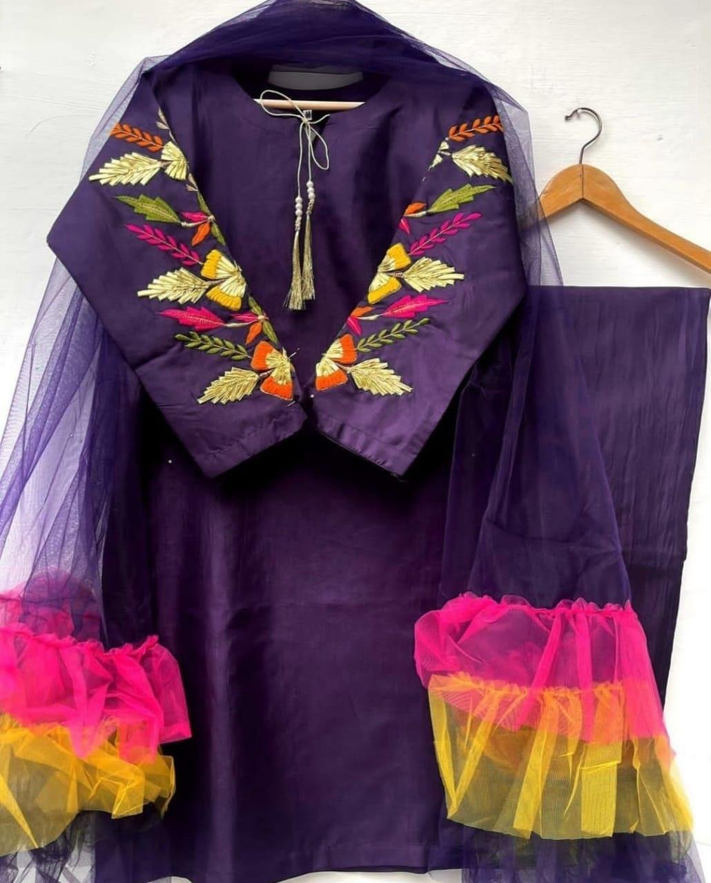 Stunning Women's Stitched Suit Set - 3 Pcs with Embroidered