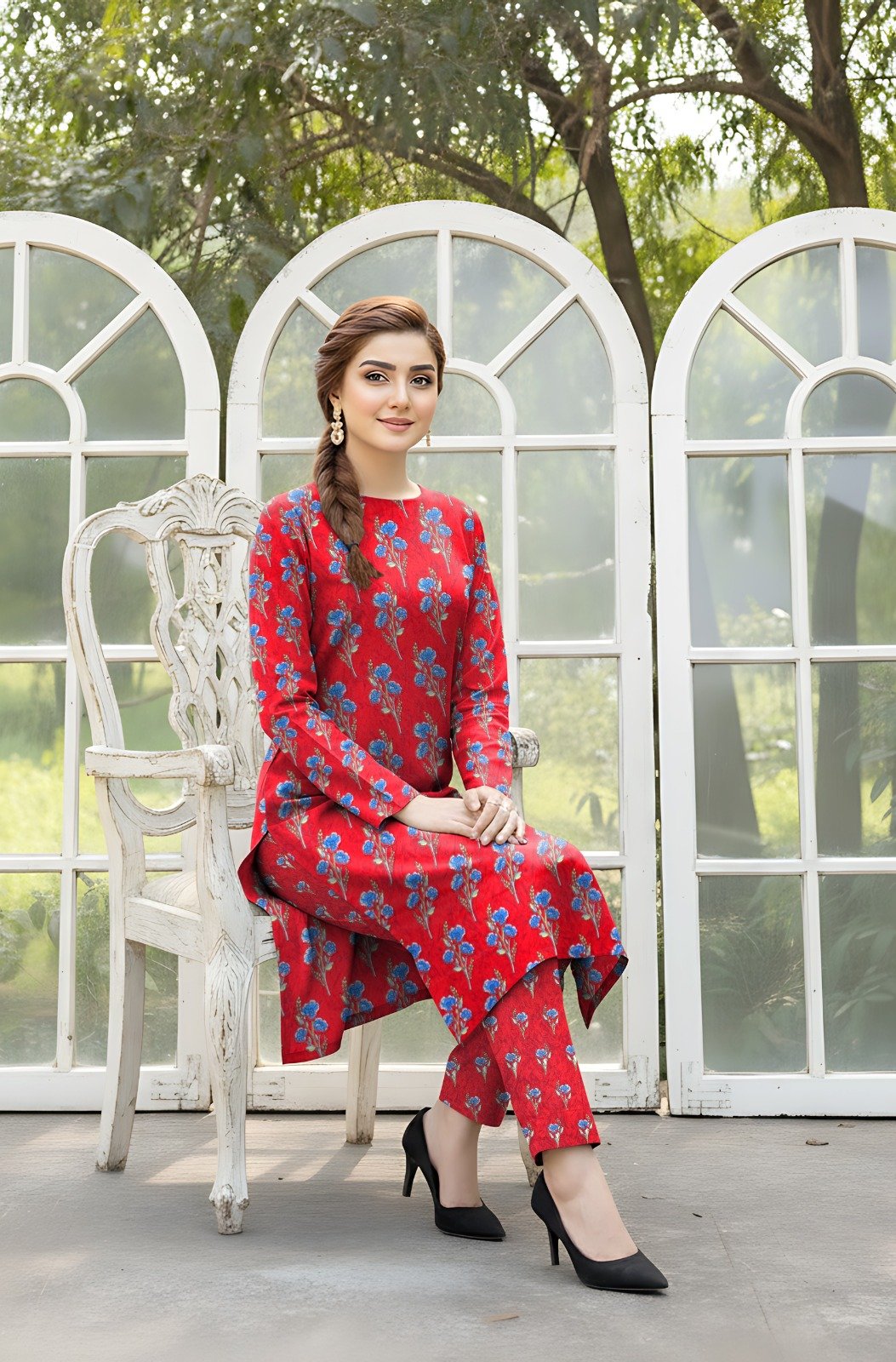 Elegant Magenta Printed 2 Piece Suit for Women