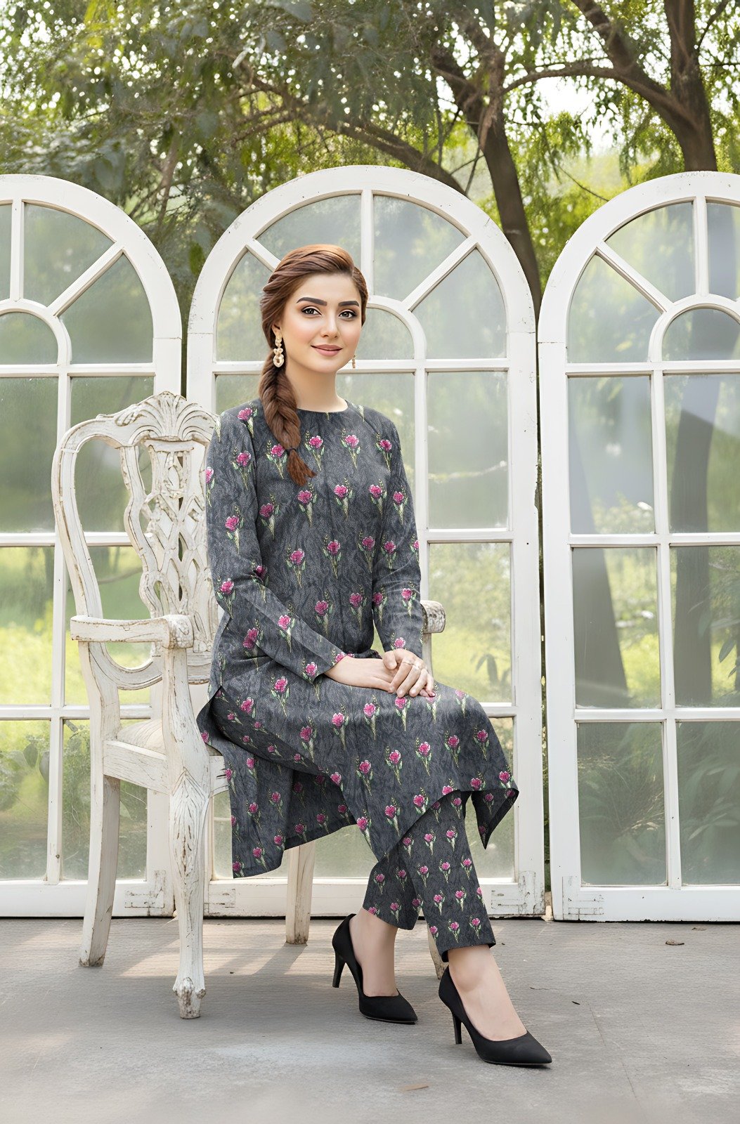 Elegant Magenta Printed 2 Piece Suit for Women